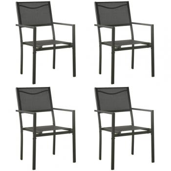 vidaXL Garden Chairs Set of 4, Textilene and Steel, Black and Anthracite