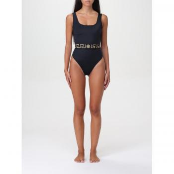 Versace Women's Black One-Piece Swimsuit with Greca Border - Size 2