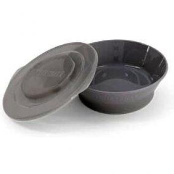Twistshake Cuenco con Tapa Alimentación para Bebés de PP y Silicona, Bol sellado, Tazón para Bebé Plato, Vajilla, Sin BPA, 6+ Meses, Gris pastel