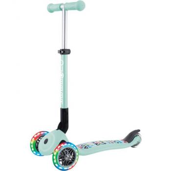 Patinete Plegable Infantil GLOBBER con Ruedas LED, 3 Ruedas, Manillar Ajustable, Color Menta y Diseño Tribal