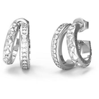 Pendientes de Aro Doble Matelassé con Pavé de Guess Mod. JUBE04587JWRHT-U