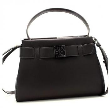 Armani Exchange Black Double Compartment Handbag with Button Closure - One Size