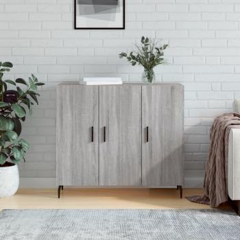 Aparador de madera de ingeniería 90x34x80 cm en color gris Sonoma, mueble de almacenaje para salón, buffet, armario auxiliar y armario de almacenamiento