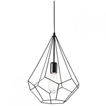 Lámpara colgante decorativa Ampolla 1 bombilla Metal blanco E27 con marco de alambre