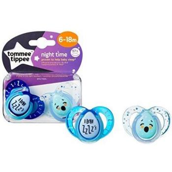 Tommee Tippee Night Time Glow in the Dark Soothers, Symmetrical Orthodontic Design, BPA-Free Silicone, 6-18 Months, Pack of 2 Dummies