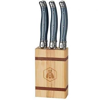 LAGUIOLE - Bloque de 6 Cuchillos de Mesa - Madera de Pino - Mangos de plástico - - grigio