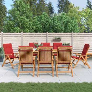Reclining Garden Chairs with Cushions - 8 pcs Solid Teak Wood