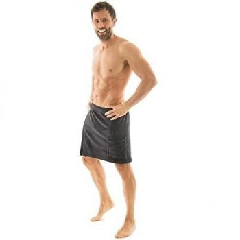 Toalla para sauna Celinatex para hombre con diseño de forro polar, con cierre de velcro, una bolsa, más fácil de falda escocesa, Málaga, confortable, suave, muy cómodo de usar y cómodo de llevar de toalla, poliéster, antracita, large/extra-large