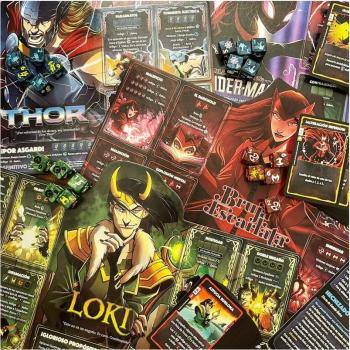 Marvel Dice Throne - Juego de mesa de estrategia y azar, incluye dados personalizados, personajes icónicos del universo Marvel, mecánicas de combate por turnos, cartas de habilidades únicas, apto para 2 a 6 jugadores, recomendado para