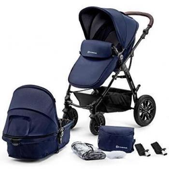 Kinderkraft Carrito Bebé 2 en 1 MOOV, Silla de Paseo, Capazo, Plegable, Azul