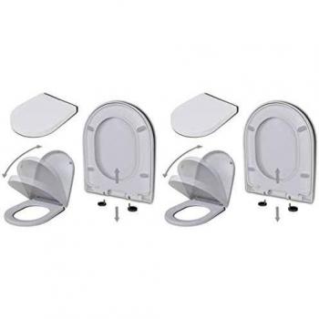 vidaXL 2X Asientos de Inodoro con Tapas Cierre Suave MDF Blancas Cuarto Baño