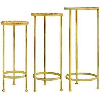vidaXL Plant Stand Set 3 Pieces Vintage Style Metal Antique White