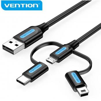 Cable USB 3 en 1 Tipo C para Xiaomi Mi 9, carga rápida para Samsung Galaxy S10/S9 Plus y Micro USB Huawei, 1m negro