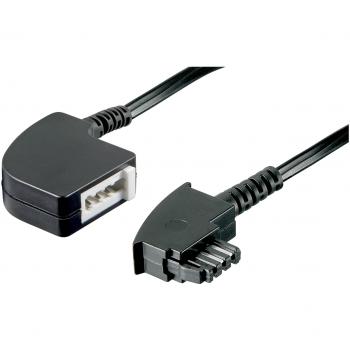 Cable de extensión TAE-F 3m, 4 polos, negro
