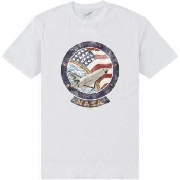 Camiseta Unisex NASA Desbotada XXL Blanca