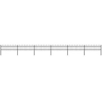 vidaXL Garden Fence with Hoop Top Steel 10.2x0.6 m Black