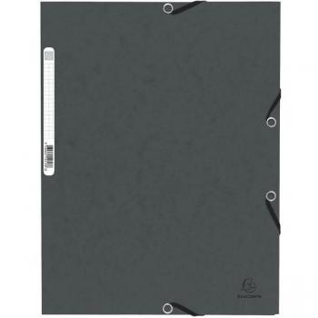 Exacompta Carpeta de Cartón Negro A4 con Tres Solapas y Gomas - Paquete de 10 Unidades