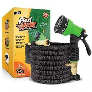 Manguera de jardín FlexiHose Mejorada y Ampliable, Conectores de latón sólidos de 3/4