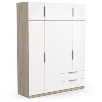 Armario Demeyere 8 Puertas y 2 Cajones L157,3 cm - Ghost, Armario Dormitorio Blanco y Roble Kronberg, Vestidor con Armario Moderno Demeyere 391387 8 Puertas