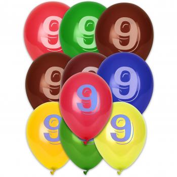 Conjunto de 10 globos decorativos con diseño del número 9