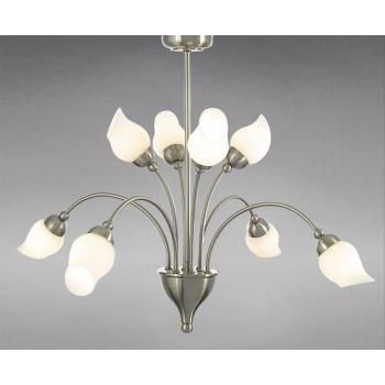Lámpara colgante Rimini 8 luces cromo satinado vidrio opalino G9