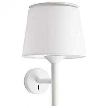 Lámpara Aplique Savoy Blanca con Pantalla de Tela y Cuerpo de Acero, E27, 39,2 cm