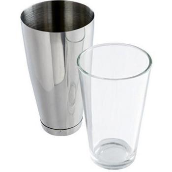 APS Boston Shaker, taza de 700 ml + vaso de 400 ml, apto para alimentos, apto para lavavajillas, coctelera noble, acero inoxidable pulido