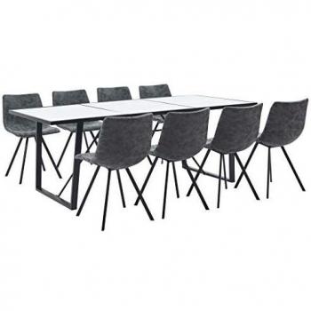 vidaXL Juego de Comedor 9 Piezas Cuero Sintético Mobiliario Decoración Interior Casa Hogar Robusto Duradero Resistente Funcional Práctico Útil Negro