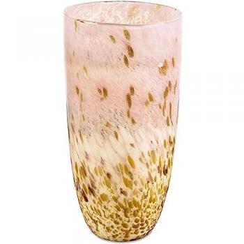 Jarrón Mediterráneo Abierto de Cristal Rosa 37cm - Decorativo 18x37x18 cm