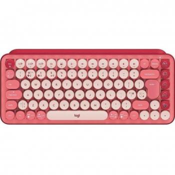 Logitech Pop Keys Teclado RF Wireless Bluetooth QWERTY Inglés del Reino Unido Borgoña Rosa