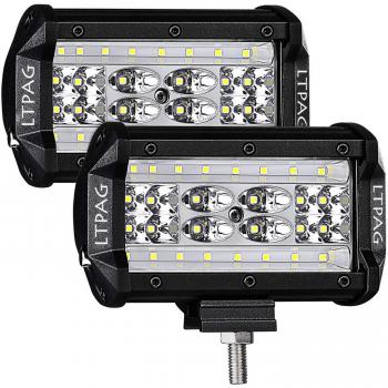 LTPAG 2pcs Focos LED Tractor, 5 168W Faros Trabajo LED 12V-24V Luz de Niebla para Coche,SUV, UTV, ATV, Off-Road,Camión,Moto,Barco, IP68 Impermeable - Garantía de 2 años