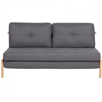 Sofá cama tapizado en tela gris oscuro estilo escandinavo Edland 2 plazas
