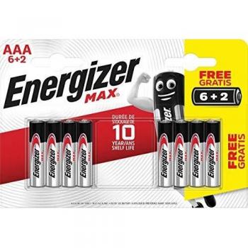 Pilas Alcalinas Energizer Max LR03 AAA Blister de 8 unidades (6 + 2 GRATIS)