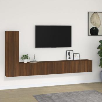 Set de Muebles para TV 3 Piezas Madera Contrachapada Roble Marrón 100x30x30 cm