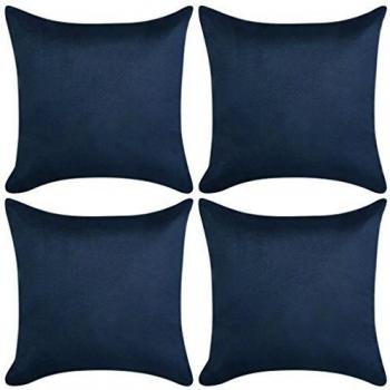 vidaXL Fundas de Cojín 4 uds 40x40cm poliéster gamuza azul marino