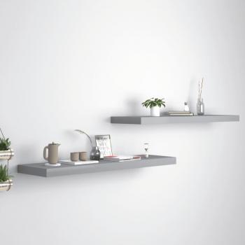 vidaXL Floating Wall Shelves 2 pcs Grey 90x23.5x3.8 cm MDF