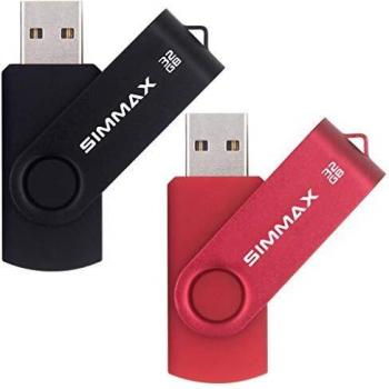 SIMMAX Memorias USB 2 Piezas 32GB USB 2.0 Stick Giratoria Flash Drive Pendrives Almacenamiento Datos
