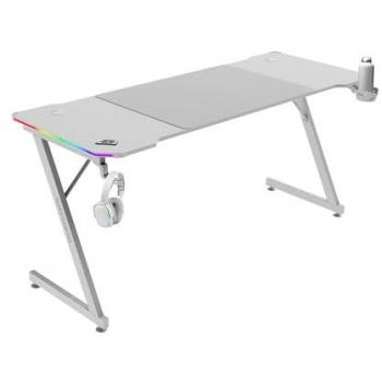 Mesa Gaming Ergonómica Mars Gaming MGD-X160RGB, 160x60cm, Iluminación ARGB con Mando, Fibra de Carbono, Alfombrilla XXL, Soporte para Auriculares y Bebida, Gestión de