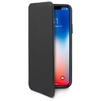 Funda Tipo Libro Celly Prestige para Apple iPhone X/XS, PU Cuero, Negro
