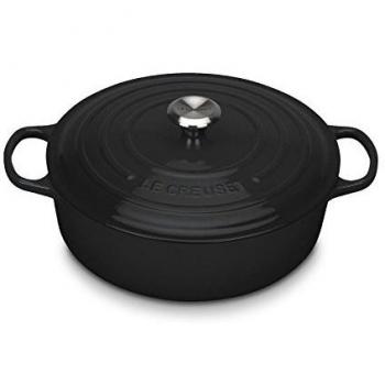 Le Creuset Signature 30cm Matte Black Cast Iron Low Dutch Oven, 6.2L