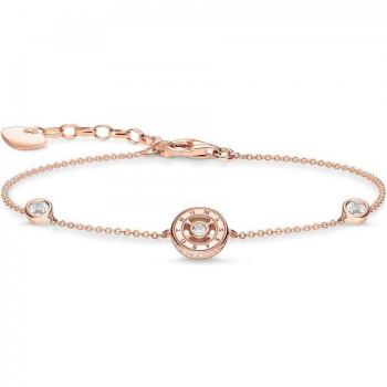 Thomas Sabo Sterling Silver and Rose Gold Plated Circle Bracelet with White Stones A1882-416-14