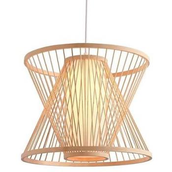 Lámpara Colgante Japonesa de Bambú Rise con diseño moderno, estructura en bambú, iluminación LED, florón y cable ajustable para bombilla E27, ideal para cocina, salón, hoteles y oficinas