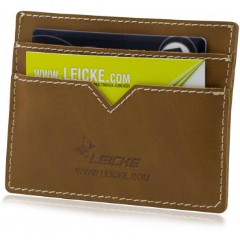 MANNA Estuche para tarjetas Billetero | Tajetas de visita, billetes, carnet de conducir o DNI | Hecha a mano con cuero genuino de Nobuk | by Leicke
