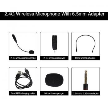 Sistema de Micrófono Inalámbrico Mini 2.4G con Auriculares para Enseñanza y Guía Turística