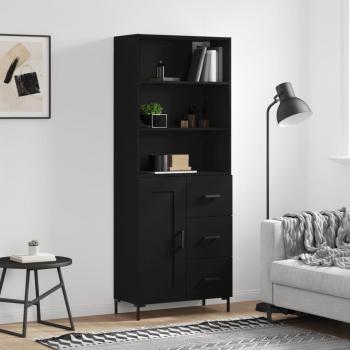 Alacena aparador alto de madera contrachapada multicapa negro 69,5x34x180 cm