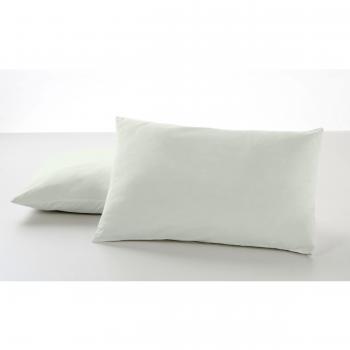 ESTELA - Funda de Almohada Combi Liso 200 Hilos algodón Peinado, Color Hueso - 2 Piezas de 50x80 cm biés - 100% Algodón - 200 Hilos