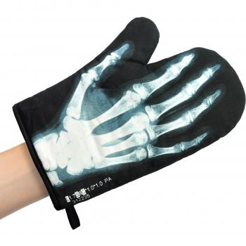 Mustard Oven Glove - Guante de cocina para horno con diseño de radiografía, color negro