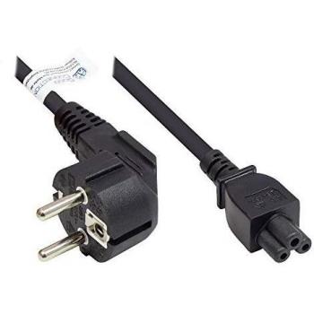 Cable de alimentación tipo E+F CEE 7/7 a C5, negro, 0,75 mm², 5 m