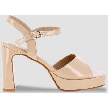 Sandalias Guadalupe en beige con acabado brillante para mujer