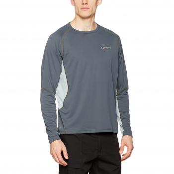 Berghaus hombres cuello redondo camiseta de Tech de manga larga T-Shirt, hombre, color Carbon/Quarry, tamaño large